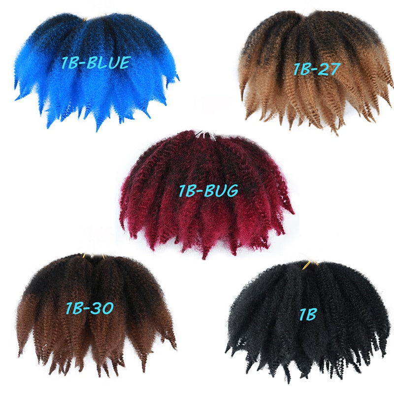 Black Star Afro Kinky Twist Crochet Marley Braiding Hair Marley Kinky Hair 8inch Short Synthetic Hair Extensions for Women