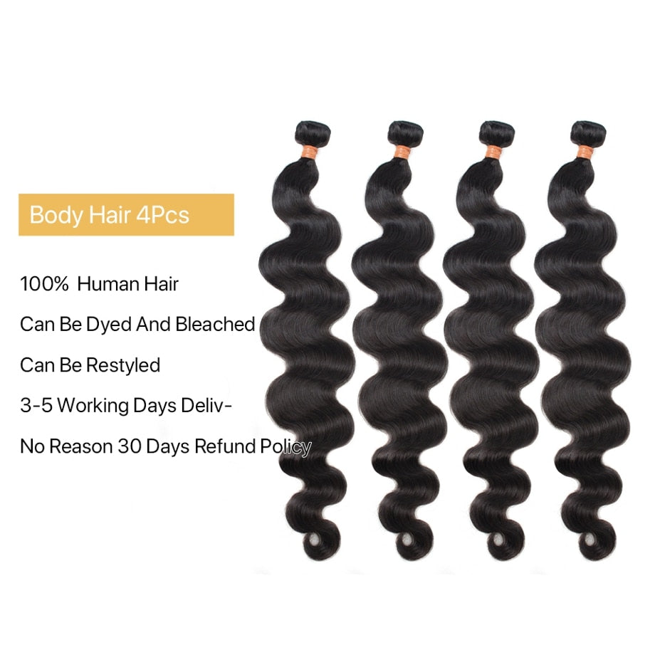 Body Wave bundles human hair Brazilian Natural Black Hair Weave 4 Remy Human hair bundles Deals for Black Women Hair Extensions