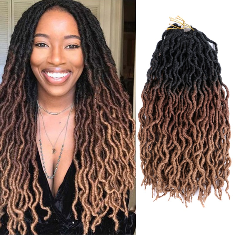 Luxury For Braiding Synthetic Faux Locs Curly Crochet Hair 24Strands Ombre Blond Crochet Braids 20inch 50cm