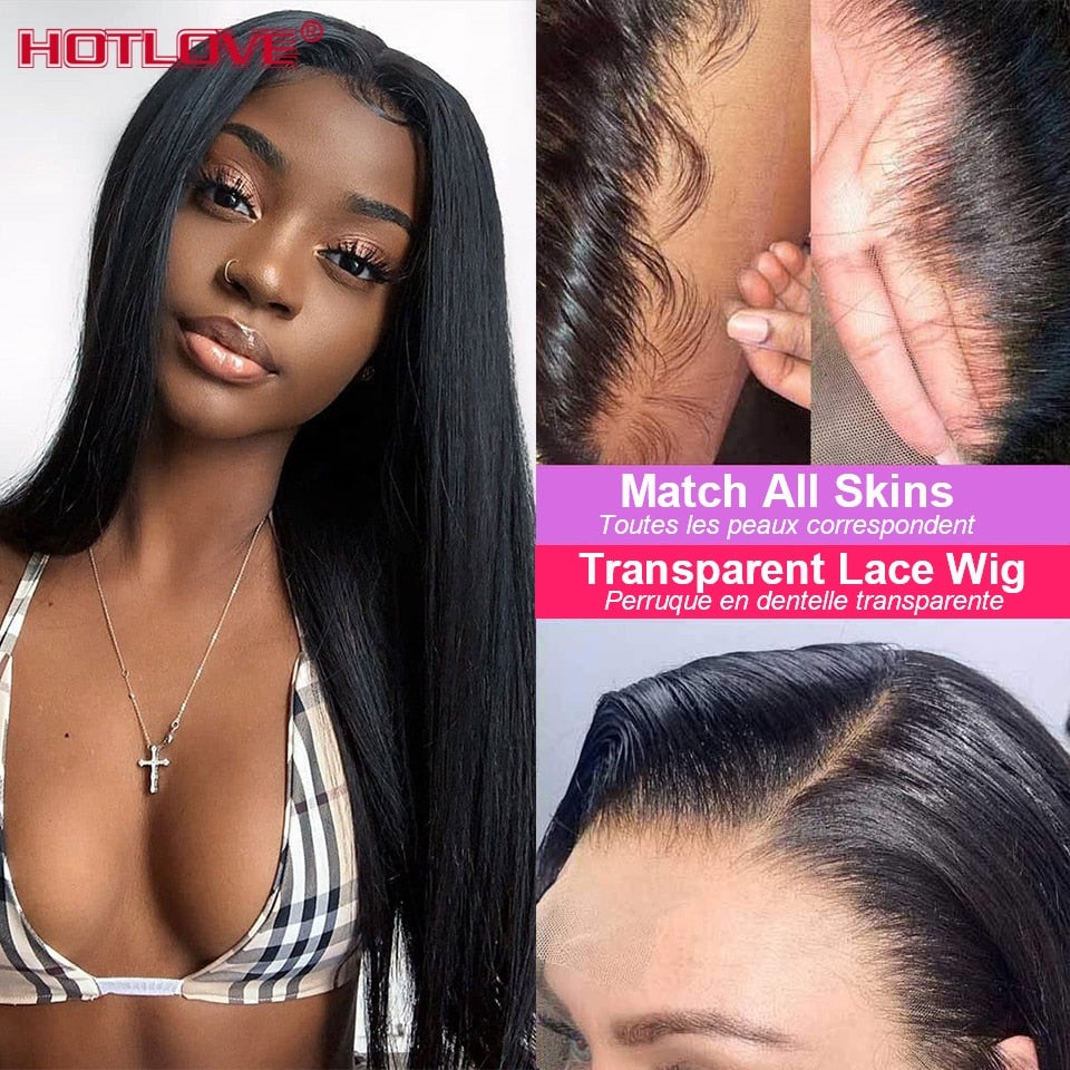 13x6 Lace Front Human Hair Wigs For Black Women 150% Density Brazilian Straight Hair Lace Frontal Wigs With Baby Hair Remy Hair