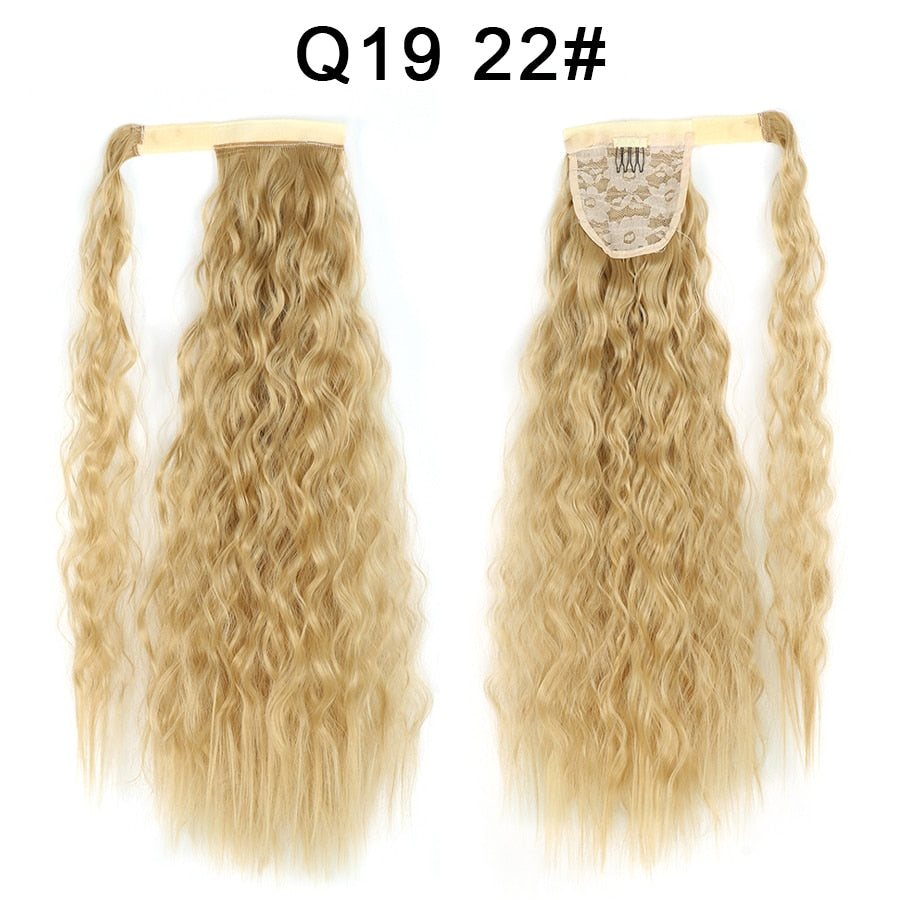 Horse tail Long Corn Curly Wrap Around Clip In Ponytail Hair Extension Heat Resistant Synthetic Pony Tail Fake Hair 22 Inch 120G