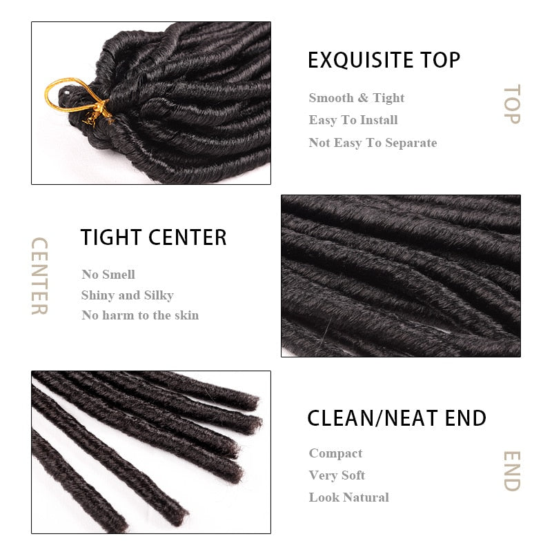 SAMBRAID Soft Dreadlocks Crochet Braids 14 inches Synthetic Braiding Hair 30 Roots Crochet Hair Extensions For Women