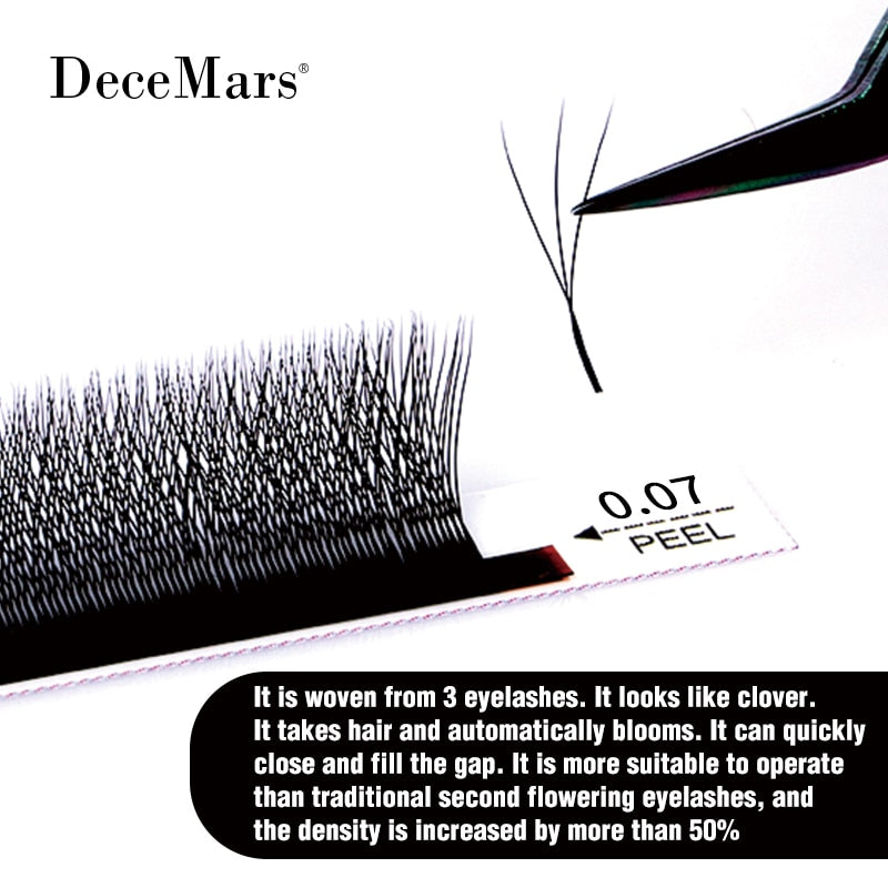 DeceMars 3D W-Shaped Eyelashes Extensions 3 Tip  C/D Curl High Quality Idividual Lash