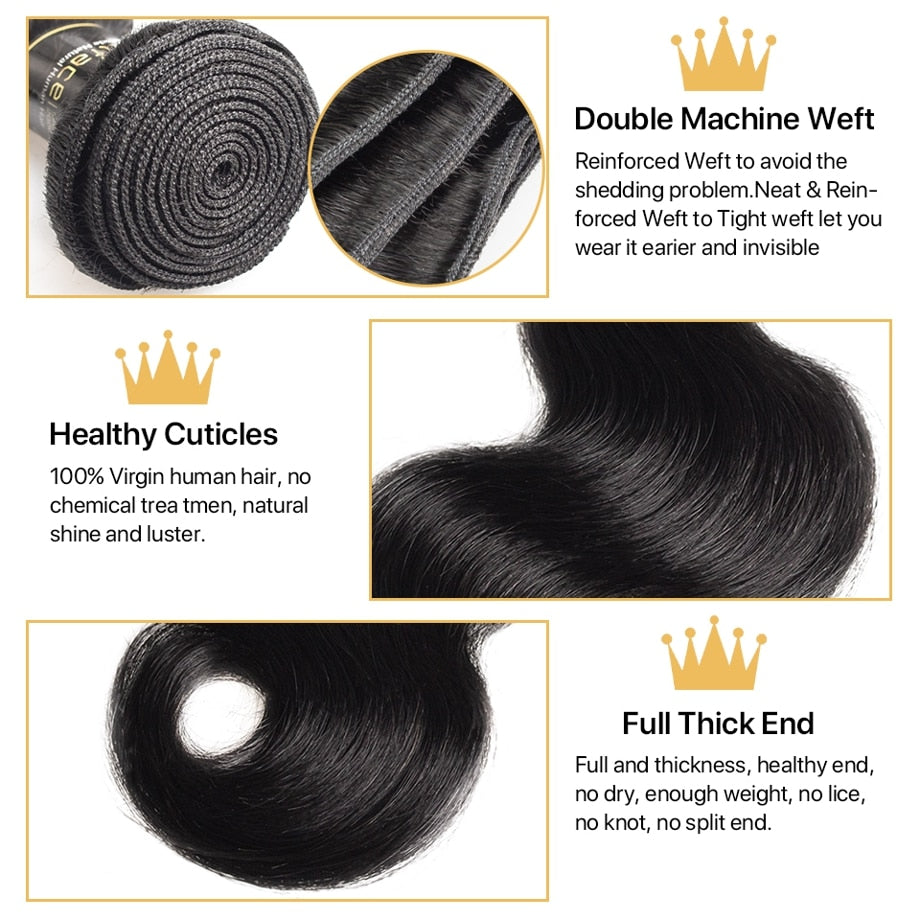 Body Wave bundles human hair Brazilian Natural Black Hair Weave 4 Remy Human hair bundles Deals for Black Women Hair Extensions