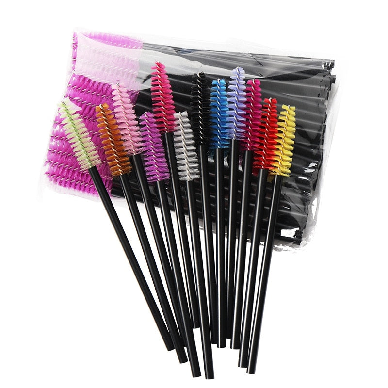 50 Pcs Disposable Crystal Eyelash brush Mascara Wands Applicator Diamond Eye Lash brushes  Eyelash Extension women Makeup tools