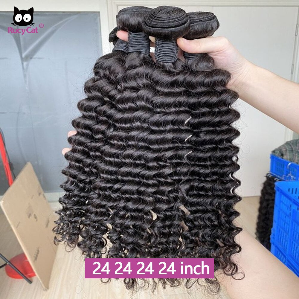 Deep Wave Bundles 28 32 30 Inch Brazilian Raw Hair Bundles Curly Human Hair Bundles For Women Soft Hair Extensions Free Shipping
