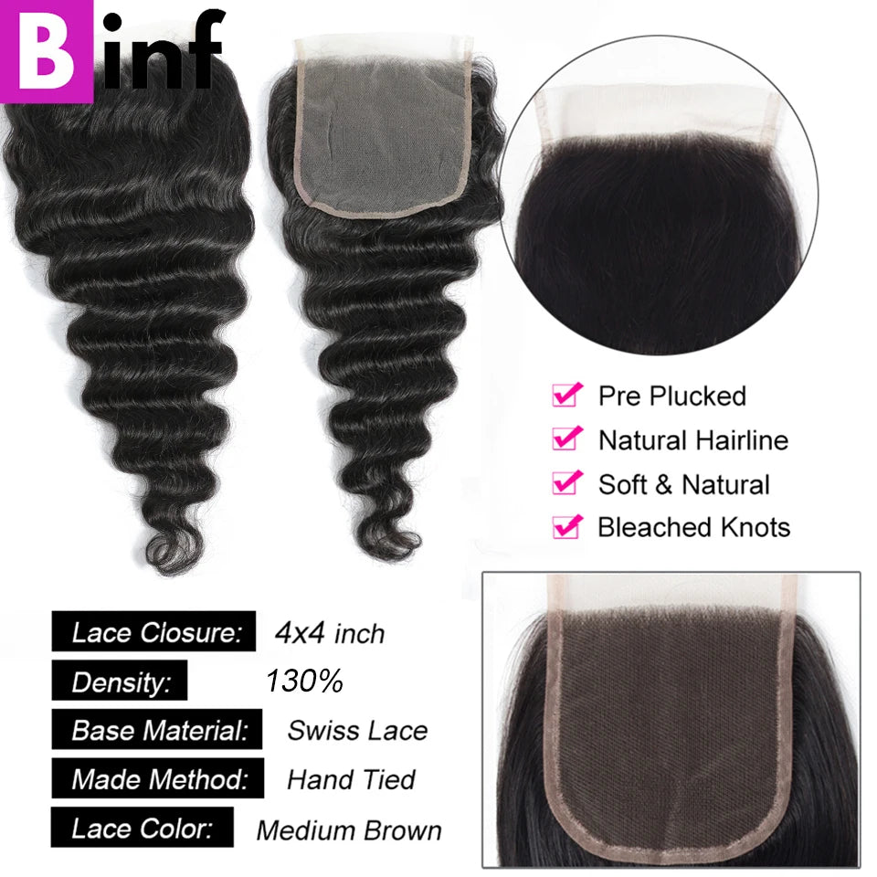 Wholesale 30 40 Loose Deep Wave Bundles With Closure Virgin Human Hair Bundles With Frontal Brazilian Virgin Hair With Closure