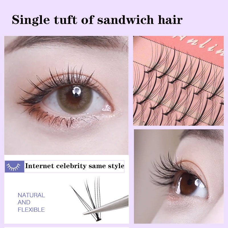 Anlinnet Professional  Makeup 60 clusters Personal Cluster Eyelash Single tuft of M sandwich eyelash Grafting False Eyelashes