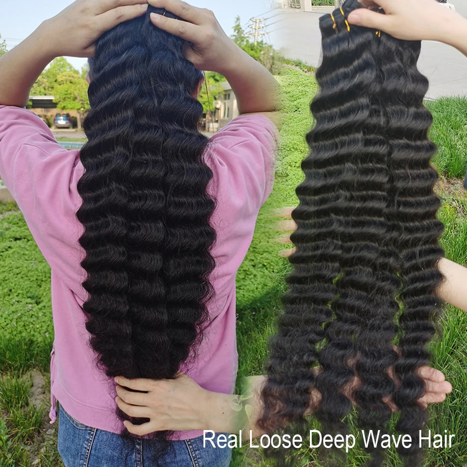 Wholesale 30 40 Loose Deep Wave Bundles With Closure Virgin Human Hair Bundles With Frontal Brazilian Virgin Hair With Closure