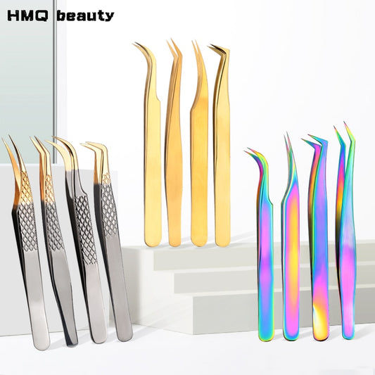Professional Eyelashes Tweezers For Lashes Extension Nipper Stainless Steel High Precision Eyelash Extension Eyebrow Tweezers