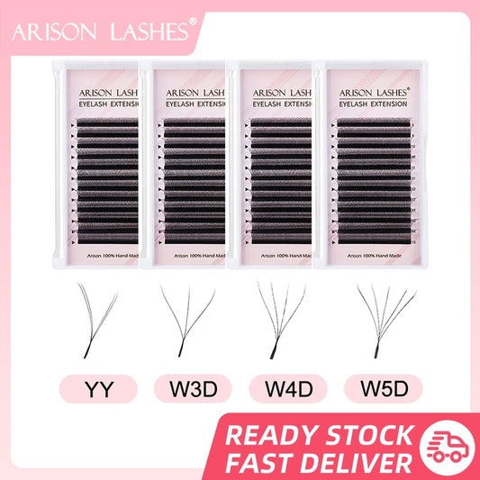 ARISON Lashes W 5D/4D/3D Eyelashes Extensions Premade Volume Easy Fan YY Lash Natural Soft False Eyelash For Custom Logo