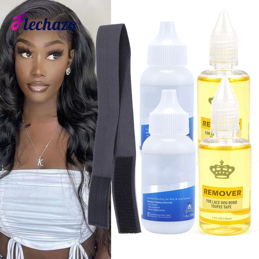 Super Lace Wig Glue Hair Bonding Glue 38ML With Glue Remover 30ML For Front Lace Wig with Elastic Wig Band Edge Grip Headband